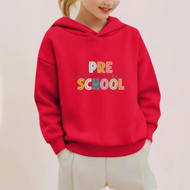 RXIRUCGD Mode Fille et Garçon Enfants Hauts Décontractés à Manches Longues Chandail à Capuchon Imprimé Hauts (Rouge, Taille : 7 Ans)
