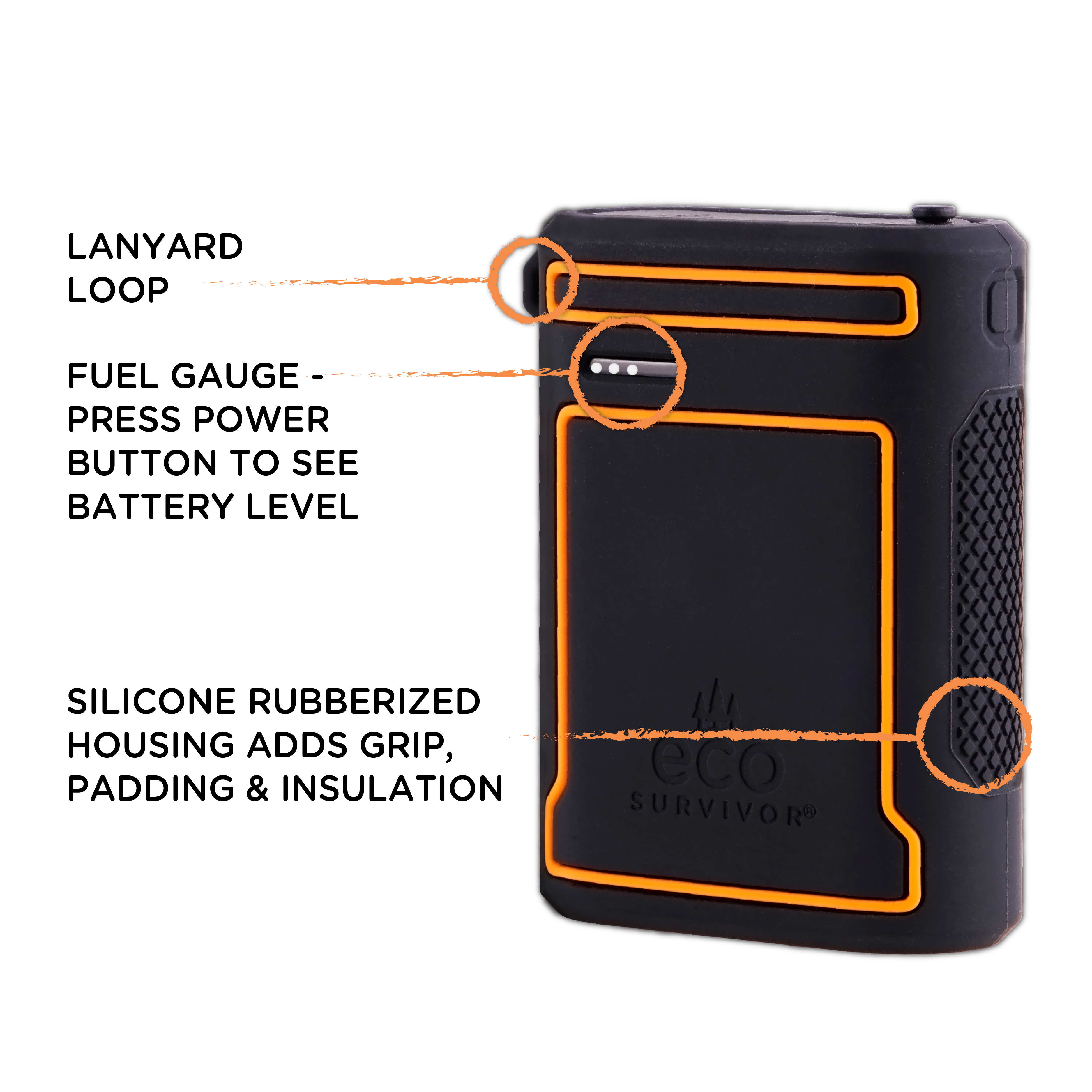 EcoSurvivor Outdoor Battery Pack, 1-Port USB, Rechargeable, Flashlight,  35671