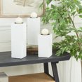 thumbnail image 2 of CosmoLiving by Cosmopolitan 3 Candle White Wood Geometric Carved Pillar Candle Holder, Set of 3, 2 of 8