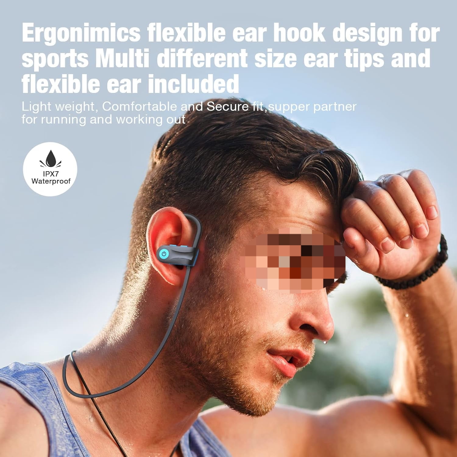Bluetooth Headphones, Wireless Headphones with 16 Hours Playtime Bluetooth 5.3 Wireless Earbuds HD Deep Bass Stereo Sound Isolation IPX7 Waterproof Earphones for Workout Running Sports