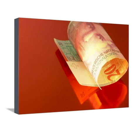 Rolled Twenty Franc Swiss Banknote Stretched Canvas Print Wall (Best Way To Invest In Swiss Francs)
