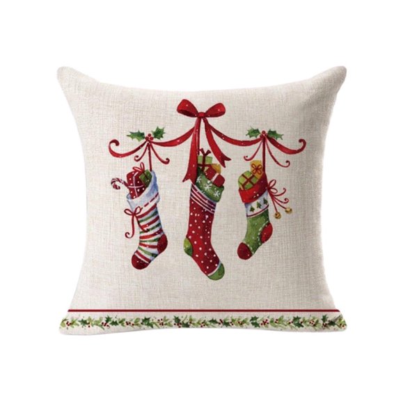 Christmas Pillow Covers 18x18 Inch Snowman Deer Green Throw Pillow Covers Farmhouse Xmas Winter Pillowcase Home Decor Living Room House Decorative Cushion Case for Sofa Couch
