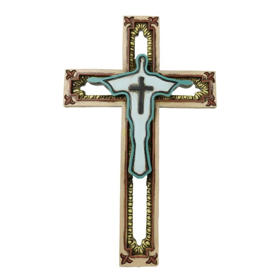Rustic Western Abstract Jesus Christ The Redeemer Fleur De Lis Wall Cross Decor