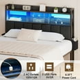 Satifur Full Size Bed Frame with 49.2" High LED Storage Headboard Shelf, Bed Metal Platform