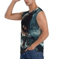 thumbnail image 3 of Lsque Wave Sailboat Shark Print Men's Cotton Blend Sleeveless Muscle Shirts (S-3XL)- Moisture Wicking, Odor Protection, UPF 30+,XX-Large, 3 of 8