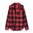 thumbnail image 4 of Puntoco Chaqueta de lana con botones a cuadros rojos cálidos de felpa de invierno para mujer Liquidación superior Puntoco Puntoco-1993, 4 of 9