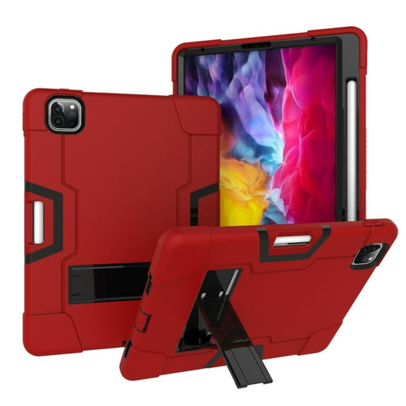 iPad Pro 11 inch Case, Rugged Kickstand Series - Allytech Shockproof Heavy Duty Hybrid Three Layer Armor Defender Kids Child Proof Cover for Apple iPad Pro 11-inch (2018 Release) (Red/Black)