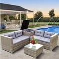 thumbnail image 3 of CRO Decor 4pc Patio Wicker Rattan Outdoor Furniture Sofa Set with Storage Box, 3 of 12