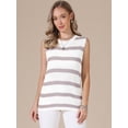 thumbnail image 4 of DARING DIVA Women's Crochet Tank Top Stripe Sleeveless Hollow Out Vest L Khaki White, 4 of 6