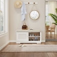 thumbnail image 3 of White Shoe Rack Bench with Cushion | Easy to Assemble in 30 Minutes for Entry Areas | Durable Particle Board and MDF Construction, 3 of 5