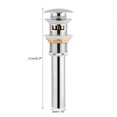 thumbnail image 2 of Solid Brass Chrome Pop Up Drain Stopper with Overflow Hole for Kitchen Bathroom Basin Sink Waste Modern Sprung Plug Slotted, 2 of 9