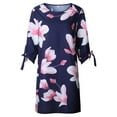 thumbnail image 4 of Robe une-Pièce à Manches Cinquième pour Femmes, Col Rond, Motif Floral Délicat, Coupe Ample, 4 of 5