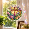 thumbnail image 4 of Acrylic Suncatcher Window Hanging Ornament 2D Cross Floral Jigsaw Puzzle Home Wall Decor 1 Pack, 4 of 4