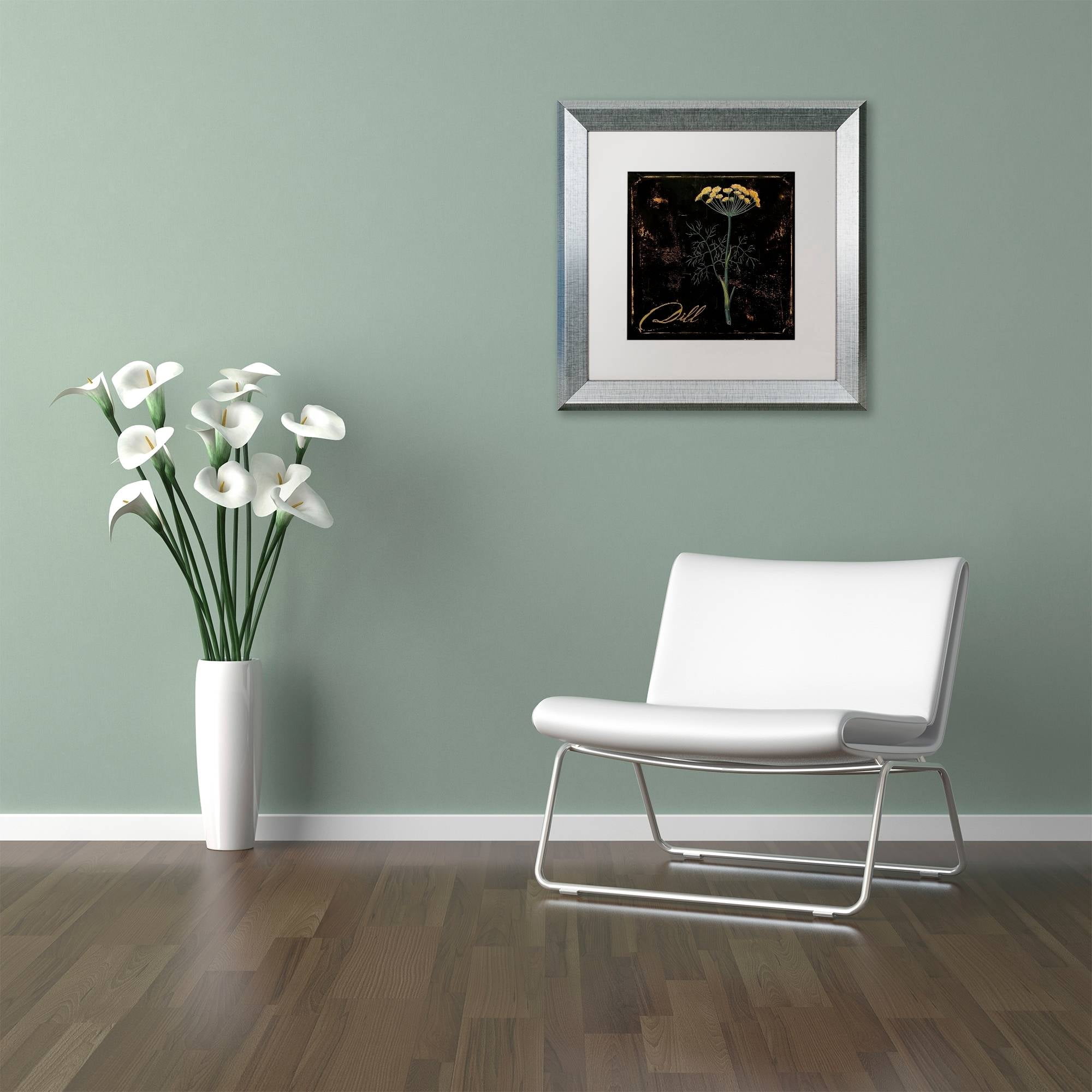 Trademark Fine Art "Black Gold Herbs I" Canvas Art by Color Bakery White Matte, Silver Frame