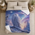 thumbnail image 4 of Magic Snowy Owl Winter Night Sky Enchanted Celestial, Peaceful Mountain Lake Scene, Warm Flannel Blanket for Cabin and Lodge, Outdoor Lovers Camping Gift, Fantasy Home Decor, 4 of 7