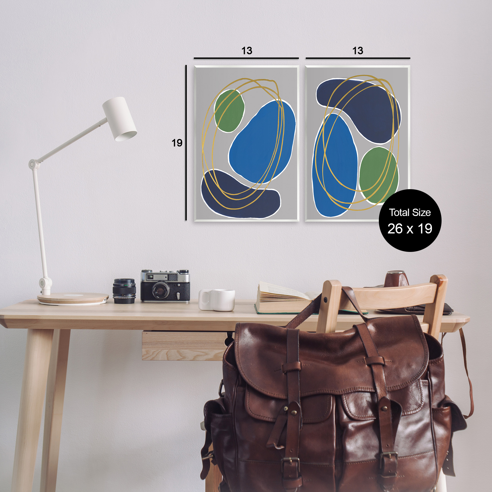 Stupell Industries Contemporary Oblong Shapes Abstract Painting Unframed Art Print Wall Art, 13 x 19, Set of 2