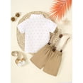 thumbnail image 3 of A Three-Piece Set for Baby Boys Featuring a White Short-Sleeve Shirt, Khaki Shorts, And a Complimentary Belt with a Bow Tie, for Outdoor, 3 of 8