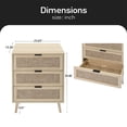 thumbnail image 6 of Bohemian End Table 3 Drawers Chest 4 Tapered Solid Wood Legs Rattan Nightstand Dressing Table Sofa Side Table Suitable for Bedroom, Living Room, Study Room, 6 of 9