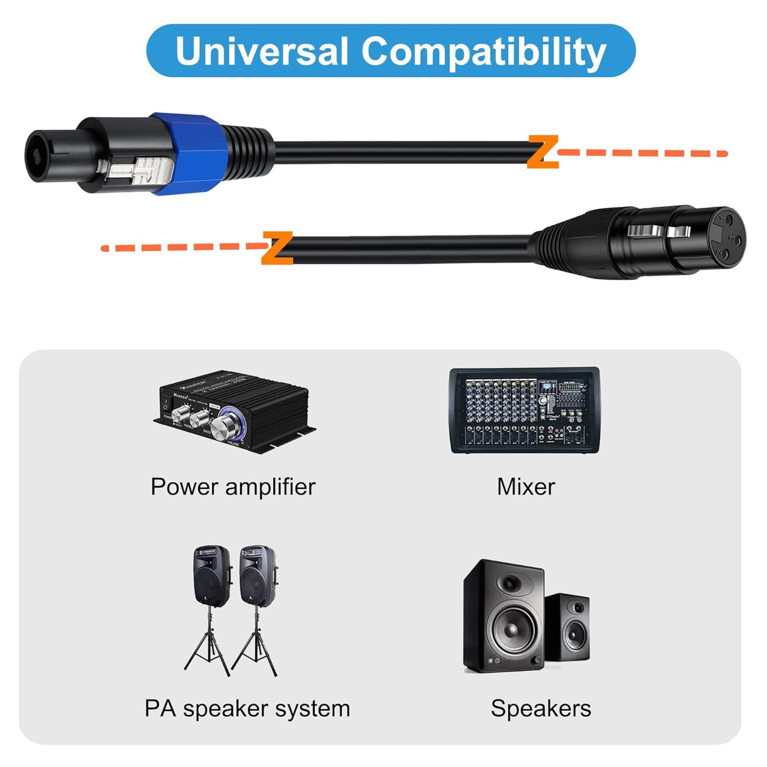 mistyhony Speakon to XLR Speaker Cable, XLR Female to Speakon Male Adapter, 50cm/1.6Feet with Twist Lock for DJ/PA Speakers