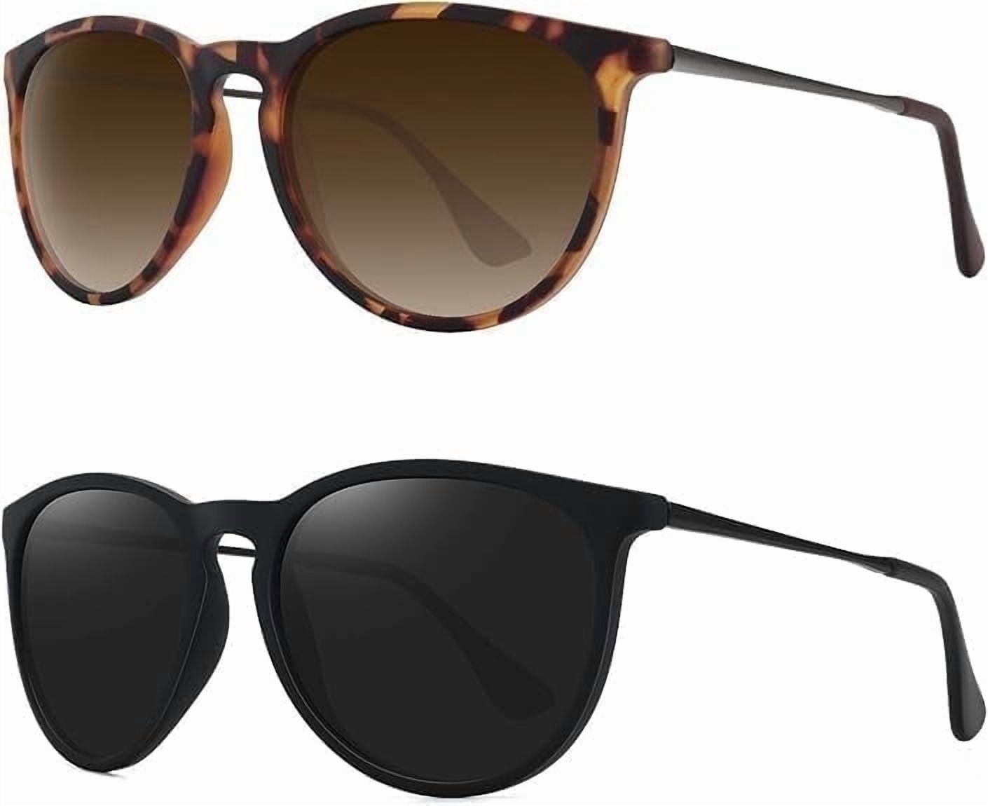 LOOIKOOS Retro Sunglasses for Women,2 Pack Womens Sun Glasses Polarized Trendy Sunglasses Classic