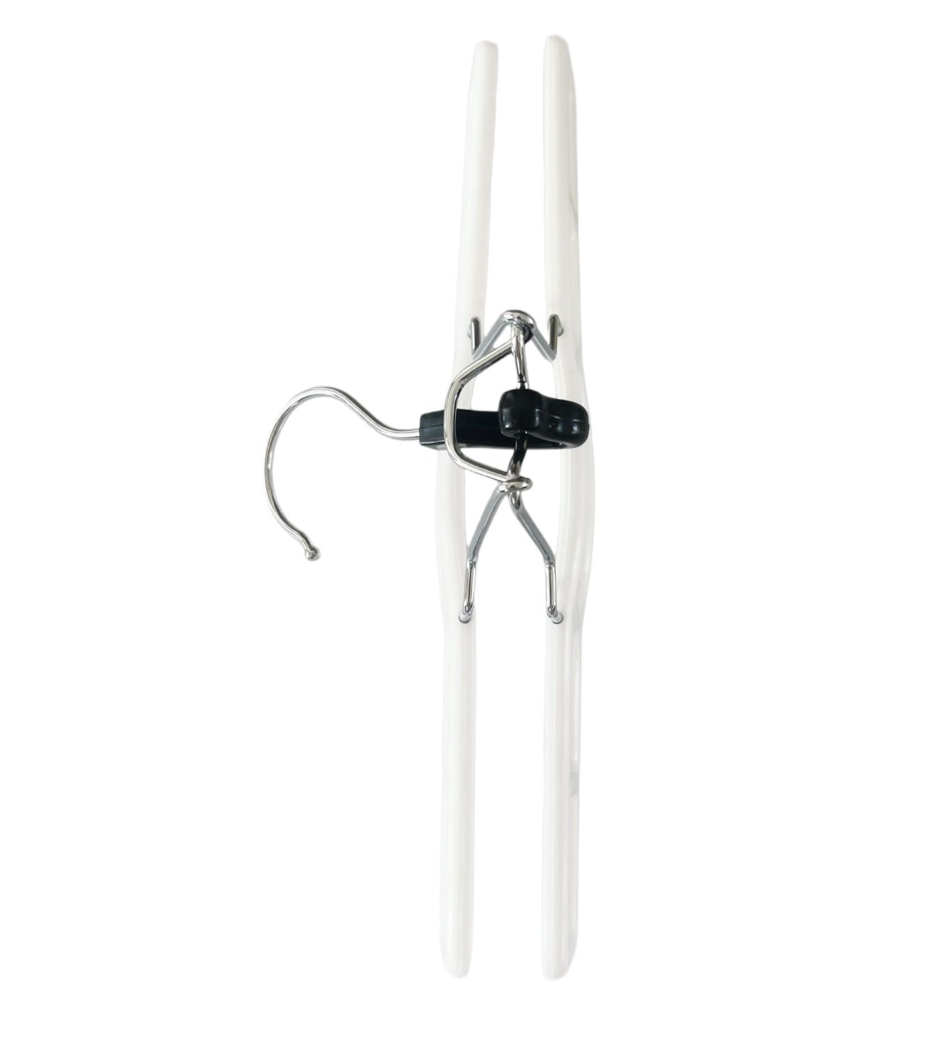 12 Pack White Premium Plastic Skirt Hangers, Space Saving Pant Set With Clamp, Shorts With Locking Clasp, Multipurpose Jean Set (12)
