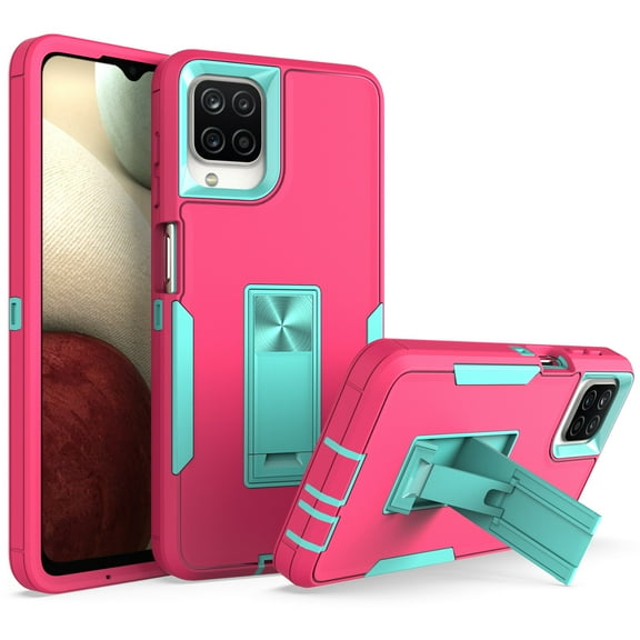 Allytech Galaxy A12 Case for Samsung A12 Cover, Hard PC + Grade TPU Shockproof Anti-Scratch Built-in Kickstand Support Magnetic Car Mount Rugged Case for Samsung Galaxy A12 6.5", Rose+Blue