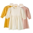 thumbnail image 1 of KYAIGUO Robe Décontractée pour Bébé Fille Manches Évasées Couleur Unie Robe à Volants Robe d'Été Princesse en Coton pour 2-6 Ans, 1 of 9