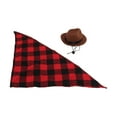 thumbnail image 3 of Cat Cowboy Hat Triangular Scarf, Pet Cowboy Costume Set Multipurpose Cute And Cool  For Birthday Parties For Cowboy Hat Dress Up Brown+Red Grid,Brown+Green Grid,Black+Red, 3 of 8