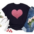 thumbnail image 3 of Aofany Womens Plus Size Shirts Women T-Shirt Glittery Heart Graphic Valentine’s Day Short Sleeve Tees Tops, 3 of 3