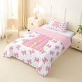 thumbnail image 2 of Manfei Cute Pink Bow Twin Comforter Sets,Girls Personalized Letter A Bedding Set,Pink Reversible,2pcs,1 Comforter and 1 Pillowcase, 2 of 7