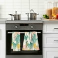 thumbnail image 4 of Yayeee 2 Pack Hand Towels for Bathroom 100% Cotton 16" x 28" Soft Absorbent Kitchen Towel, Floral Wave, 4 of 7