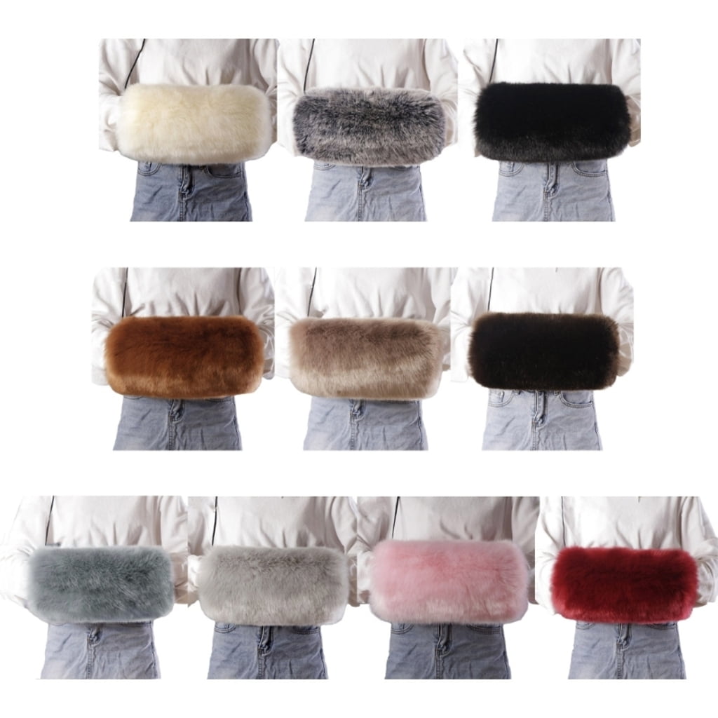 Furry Plush Hand Muffs for Women Girl Lightweight Thicken Faux Furs Warm Hand Muff Winter Outdoor Hiking Hand Warmers