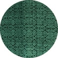 thumbnail image 1 of Ahgly Company Machine Washable Indoor Round Abstract Turquoise Blue Modern Area Rugs, 7' Round, 1 of 4