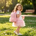 thumbnail image 4 of Ruffled Lace Bow Princess Backpack, Lightweight Nylon School Backpack With Wet Pocket Padded Straps for School Gym Travel, 4 of 4