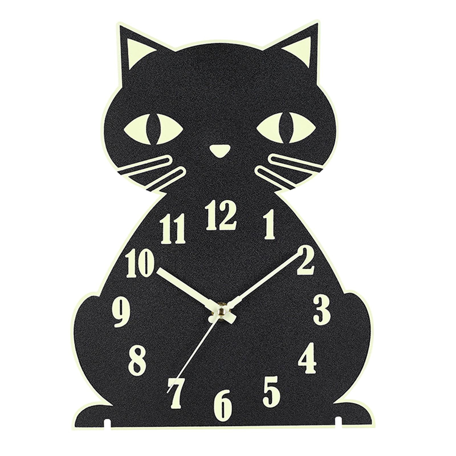 Decorative Acrylic Spooted Cat Wall Clock w/ Wagging Tail Home Office Decor 