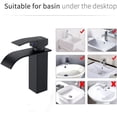 thumbnail image 3 of Grifo monomando para lavabo en cascada, moderno, negro, grifo monomando para baño, grifos para fregadero de encimera, apto para fregadero incorporado, 3 of 5