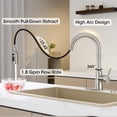 thumbnail image 6 of Wowkk Sanitary Ware 304 Stainless Steel Kitchen Faucet with Pull Down Sprayer, 3 Water Modes, 23.6" Retractable Hose, Single Handle Kitchen Sink Faucet with Deck Plate, Brushed Nickel, 6 of 7