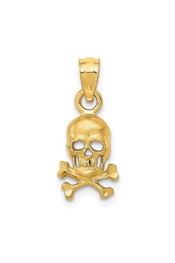 14K Skull and Cross Bones Pendant in 14k Yellow Gold
