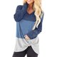 thumbnail image 1 of Camiseta Para Mujer Color Block Twist Knot Camiseta Casual Manga Larga Cuello En V Tops XBTCLXEBCO Azul:M, 1 of 3