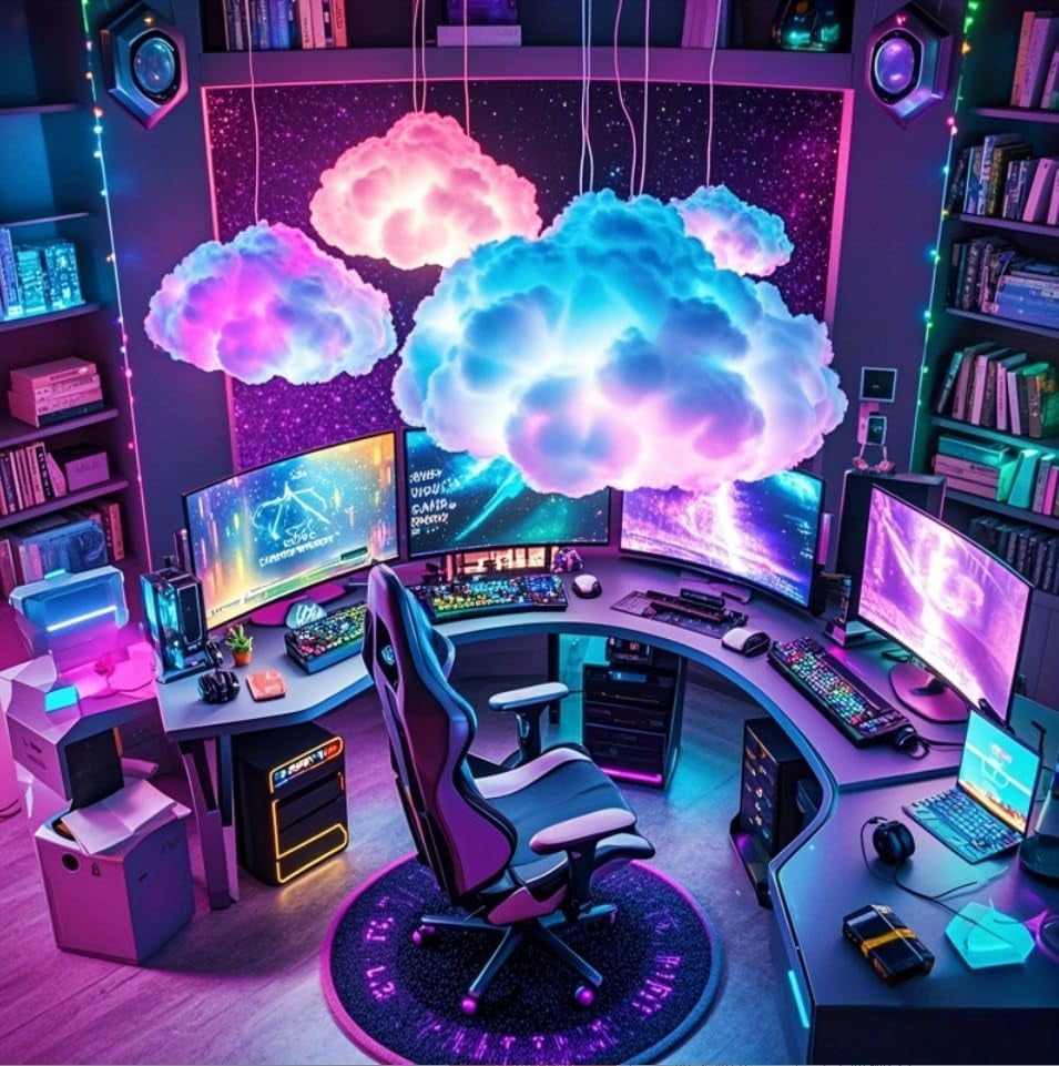 3D Thundercloud LED Atmosphere Light – Color-Changing USB-Powered Cloud Lamp with Dynamic Lighting for Gaming Rooms, Parties & Clubs – Interactive Night Light, Weather-Themed Decor