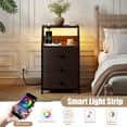 thumbnail image 6 of GUNAITO Led Nightstand Set of 2 with Charging Station Side Table with 3 Drawers End Table with Open Shelf Bedside Table with USB Ports and Outlets Nightstand for Bedroom,Brown, 6 of 11