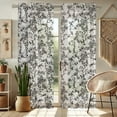 thumbnail image 2 of Vargottam Floral And Bird Print Sheer Curtains for Tall Doors & Windows - Set of 2, 90", Grommet Top, Printed Georgette Light Filtering Panels for Home Decor, 2 of 9