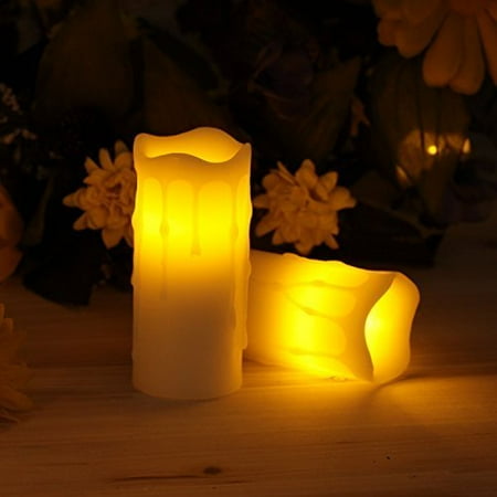 candles flameless led pillar candle melted dripping timer ivory 75x4 flickering wax inches pack votive impressions operated battery timers coolest