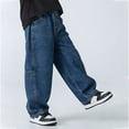 thumbnail image 4 of ZXLBBD Boys Casual Denim Jeans Classic Stretch Soft Cozy Baggy Jeans with Pockets for Kids Youth Everyday Playwear Versatile Dailywear, 4 of 6