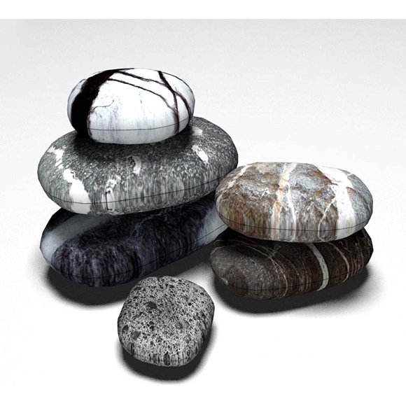 Ensemble de 6 Pcs Grande Housse de Coussin Galets Géants Vie sur Roche Oreiller Tapis de Sol pour Animal Décoration Taie d'Oreiller Fermeture Éclair Dissimulée Amovible et Lavable (Combinaison Aléatoire)