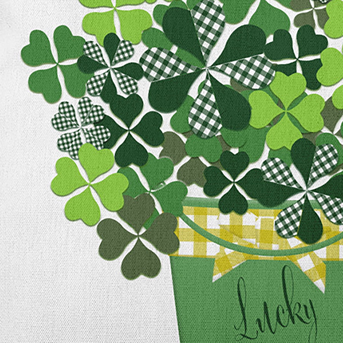 16" x 16" Simply Daisy Bucket of Shamrocks Polyester Indoor/Outdoor Pillow, Leaf Green Qty 1