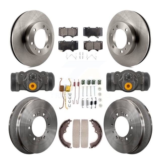 Transit Auto Front Rear Disc Brake Rotors Ceramic Pads and Drum Kit (9Pc) for Car Toyota Tacoma with 6 Lug Wheels K8T-104830