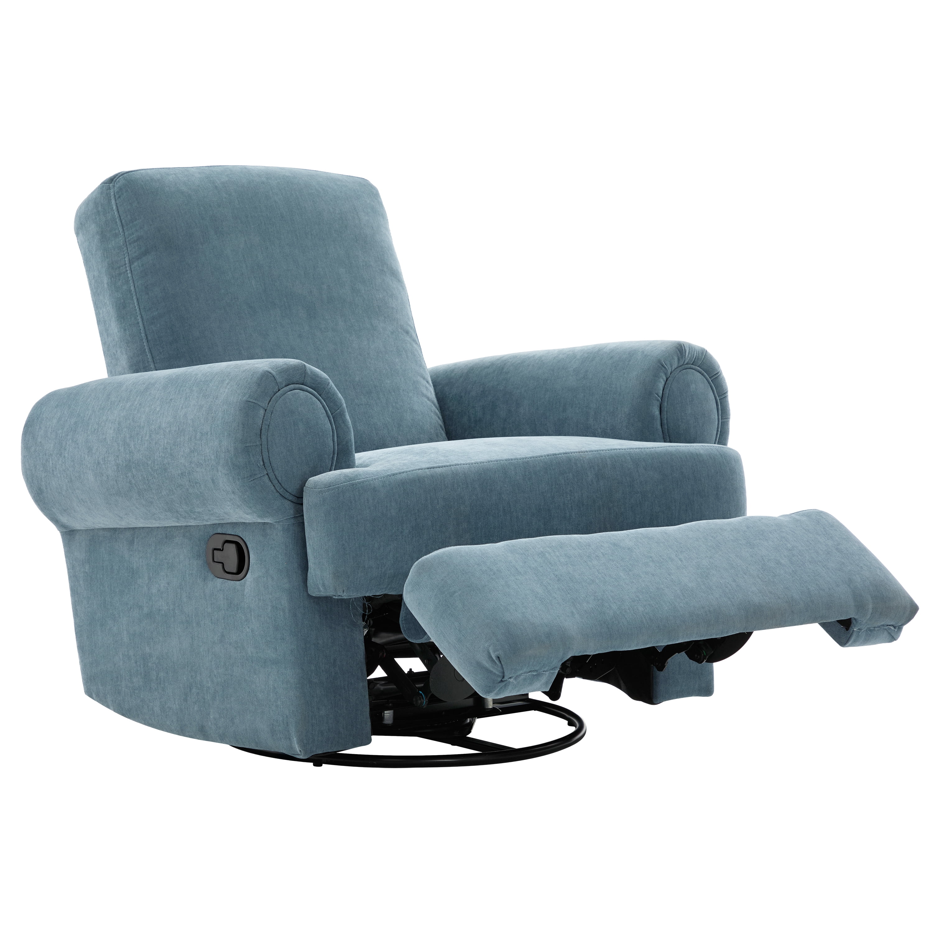 Euroco Manual Recliner Sofa Swivel Recliner Rocker Chair with Adjustable Backrest for Living Room, Bedroom, or Nursery, Sky Blue