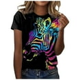 thumbnail image 2 of Puntoco - Camiseta de manga corta con estampado de cuello redondo para mujer, blusas sueltas informales Puntoco Puntoco-4563, 2 of 5