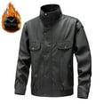 thumbnail image 2 of Nmnitkp Leather Jacket Men High Quality Fabric Fleece Men's Faux Leather Jacket Windproof Motorcycle Bomber Jacket Slim Fit Winter Coat with Zipper Pockets(Plus Size), 2 of 7